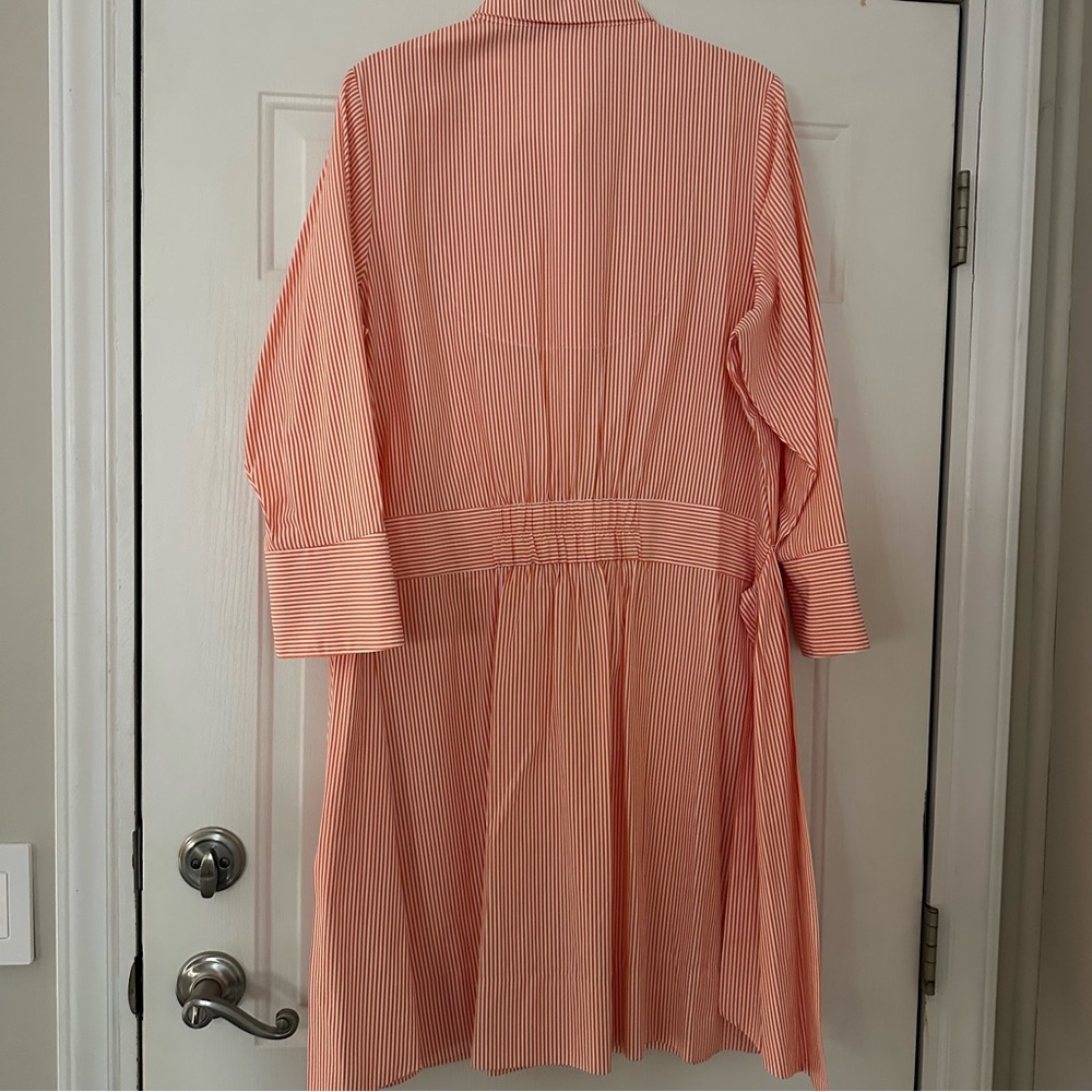 Gretchen Scott Wash & Wear Breezy Blouson Shirt Dress with Tie Waist Stripe XL - Picture 10 of 11